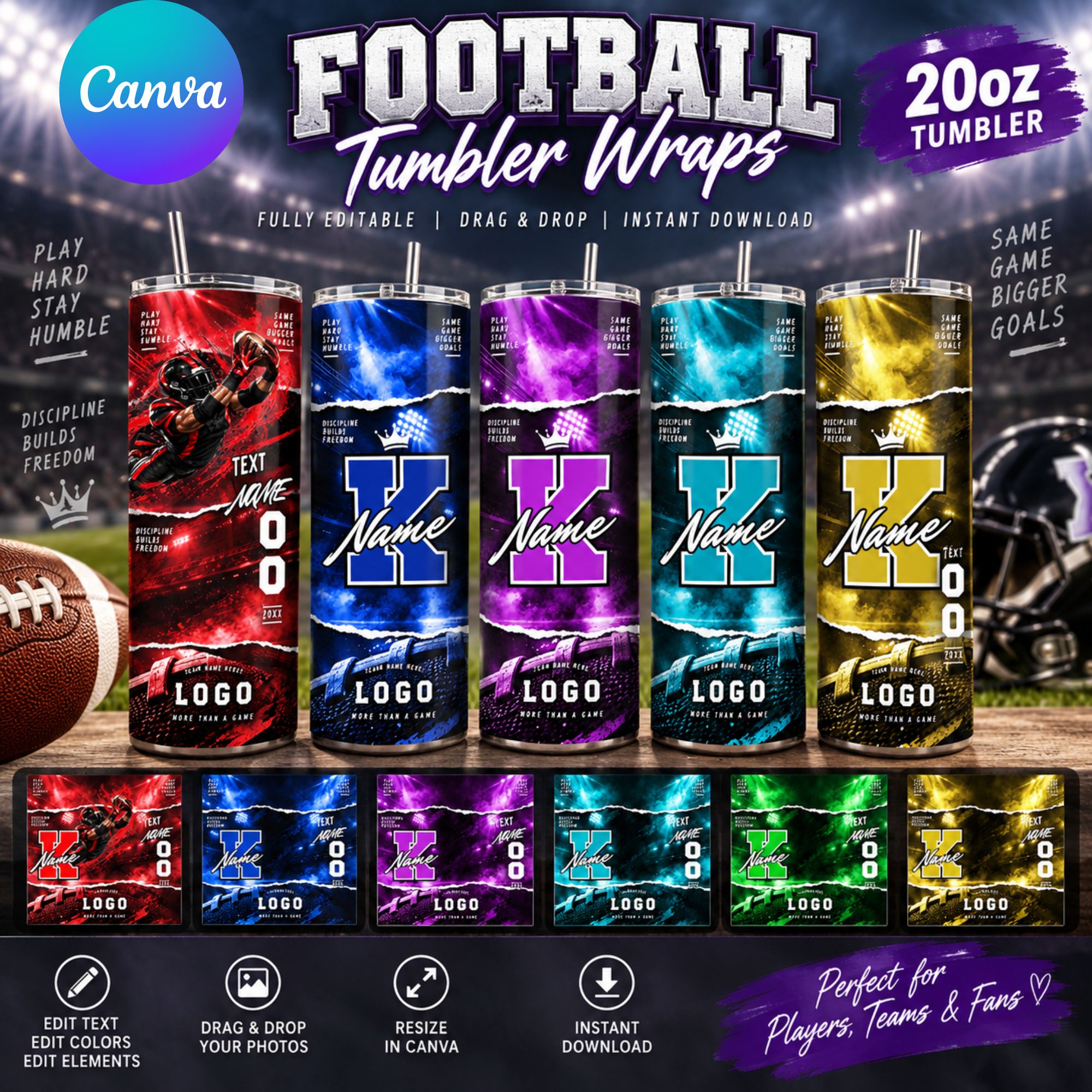 Football Tumbler Wrap