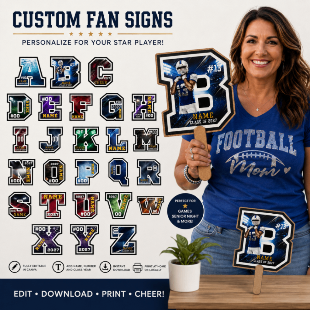 Football Fan Sign - Editable Template