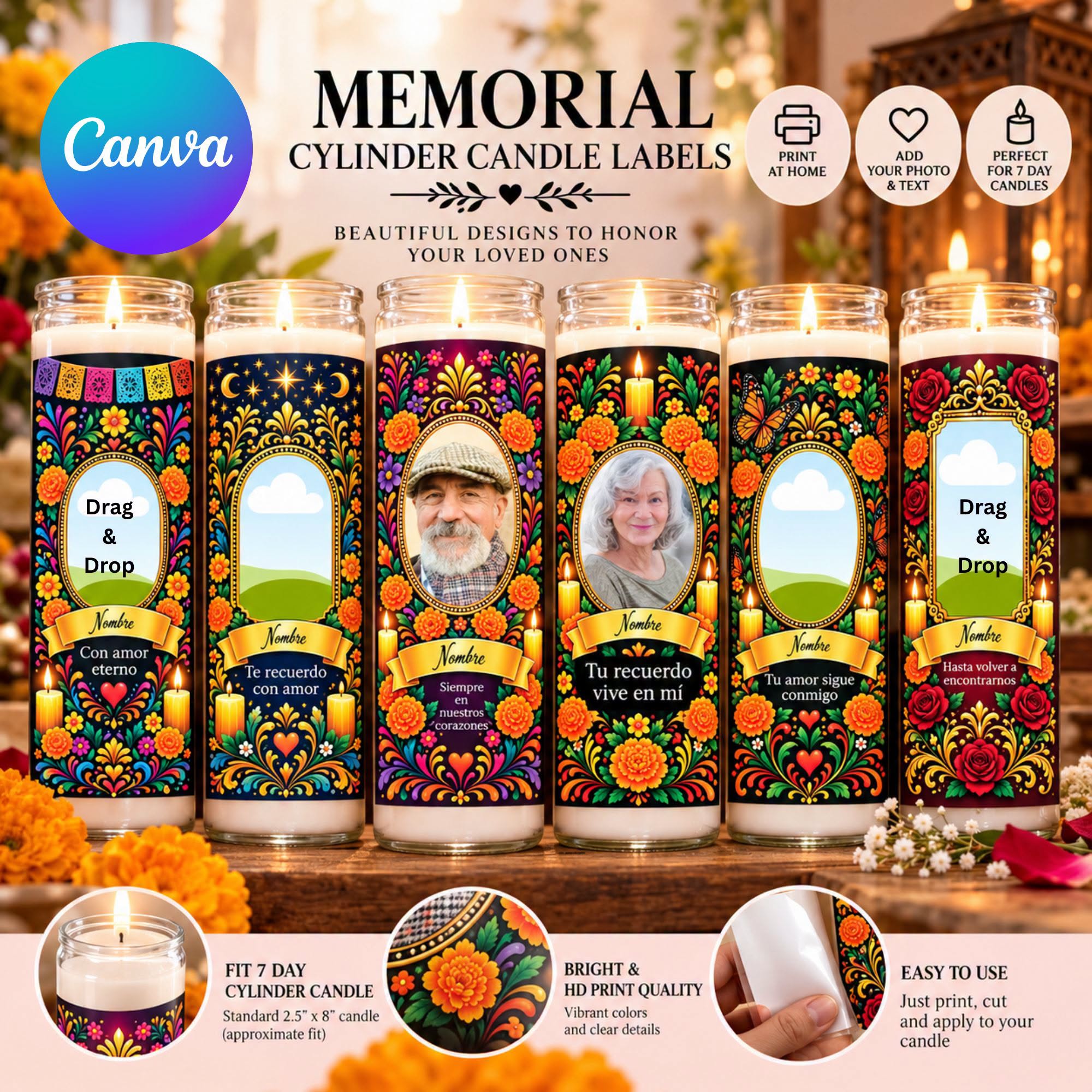 Memorial Cylinder Candle Label