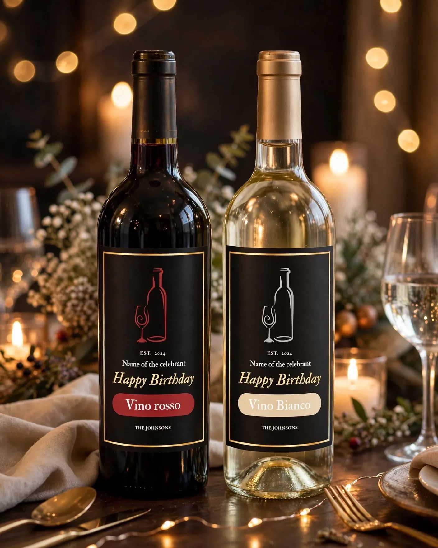 Christmas/Bday wine sticker label (elegant)